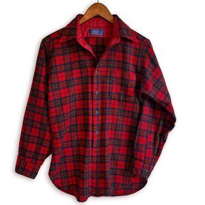 Pendleton Men's Vintage Tartan Plaid Flannel 100% Wool Medium Classic Outdoors